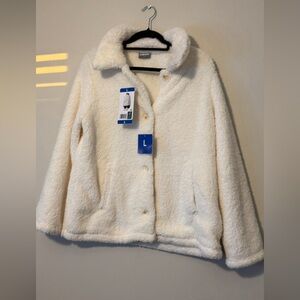 32 Degrees Cream Sherpa Button-Front Jacket